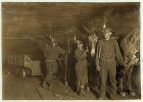 Miners_with_mules_and_coal_car_-_lc_up_medium