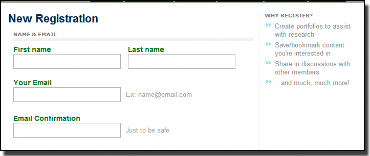 Fill in your
name, email address and desired password. Make sure you get them right.